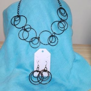 3-42 Blackstone loops a fun necklace with matching periced earrings